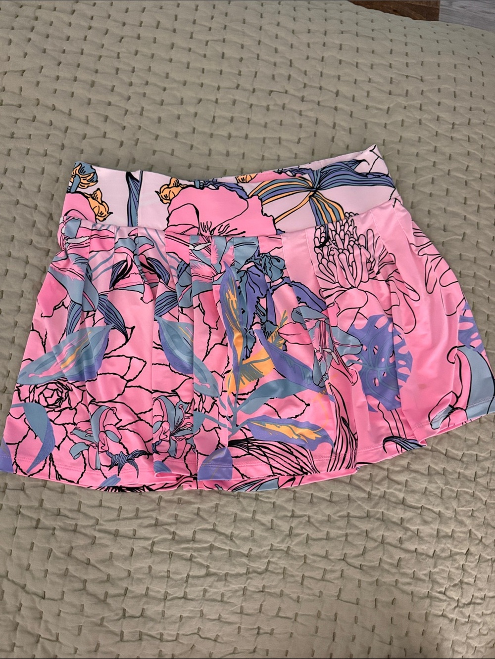 Jamie Sadock Pink Floral Athletic Skirt with Blue and Yellow Accents